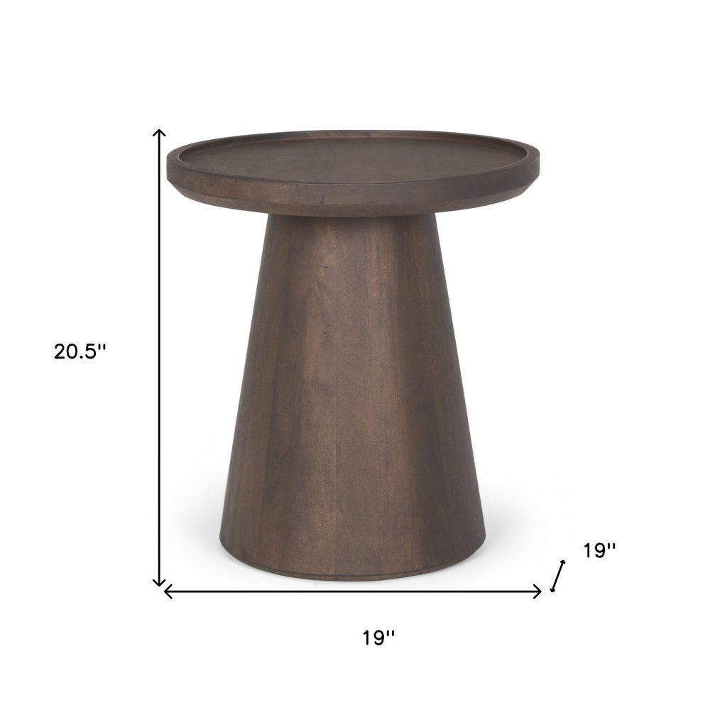 19" Dark Brown Solid Wood Tray Table