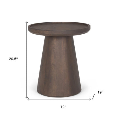 19" Dark Brown Solid Wood Tray Table