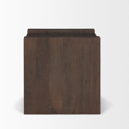 22" Dark Brown Solid Wood Square Sled End Table