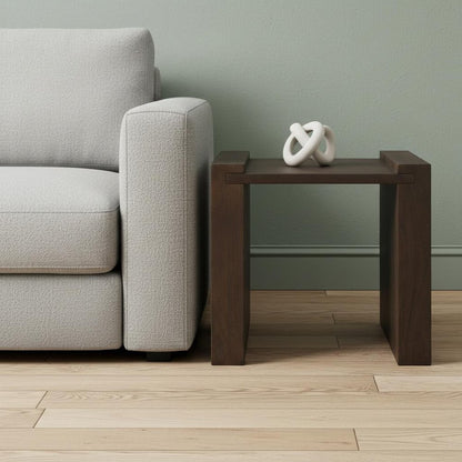 22" Dark Brown Solid Wood Square Sled End Table
