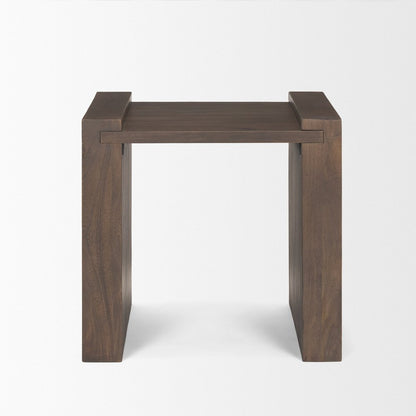 22" Dark Brown Solid Wood Square Sled End Table