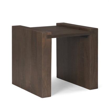 22" Dark Brown Solid Wood Square Sled End Table