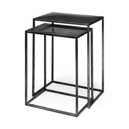 Set of Two Black Iron Nested Tables