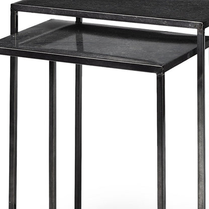 Set of Two Black Iron Nested Tables