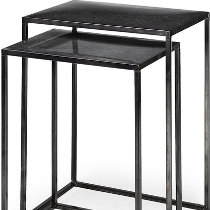 Set of Two Black Iron Nested Tables