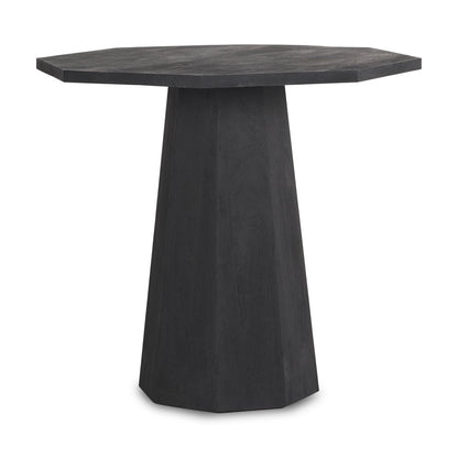 30" Black Solid Wood Hexagonal Pedestal End Table