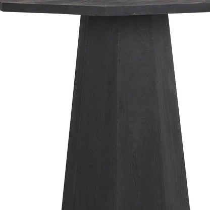 30" Black Solid Wood Hexagonal Pedestal End Table