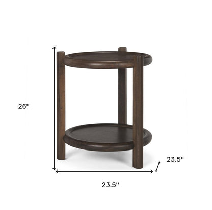 24" Dark Brown Solid Wood Tray Table