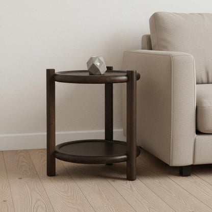 24" Dark Brown Solid Wood Tray Table