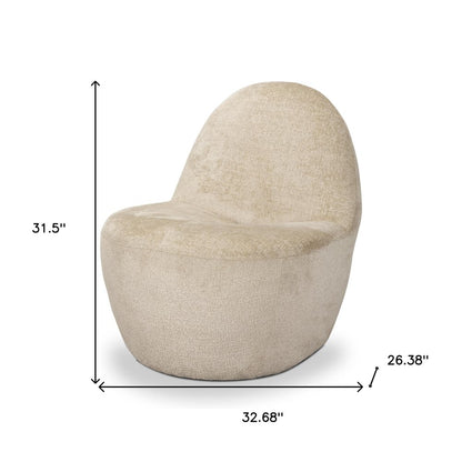 33" Beige Chenille Slipper Chair