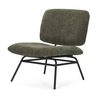 30" Green and Black Chenille and Metal Slipper Chair