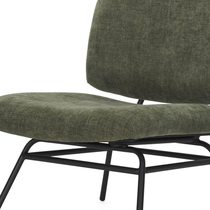 30" Green and Black Chenille and Metal Slipper Chair