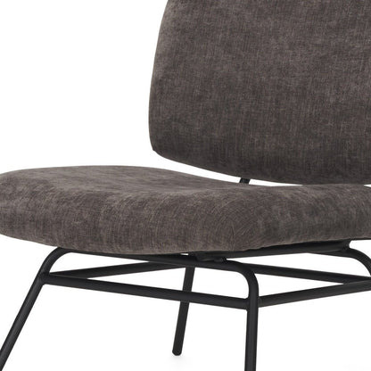 30" Charcoal and Black Chenille and Metal Slipper Chair