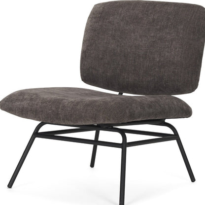 30" Charcoal and Black Chenille and Metal Slipper Chair