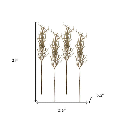 Set of Four 3" Brown Artificial Pampas