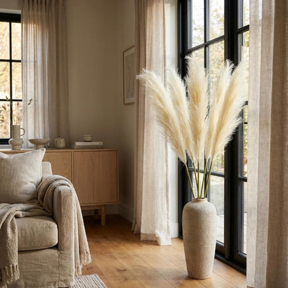 Set of Four 1" Beige Artificial Pampas