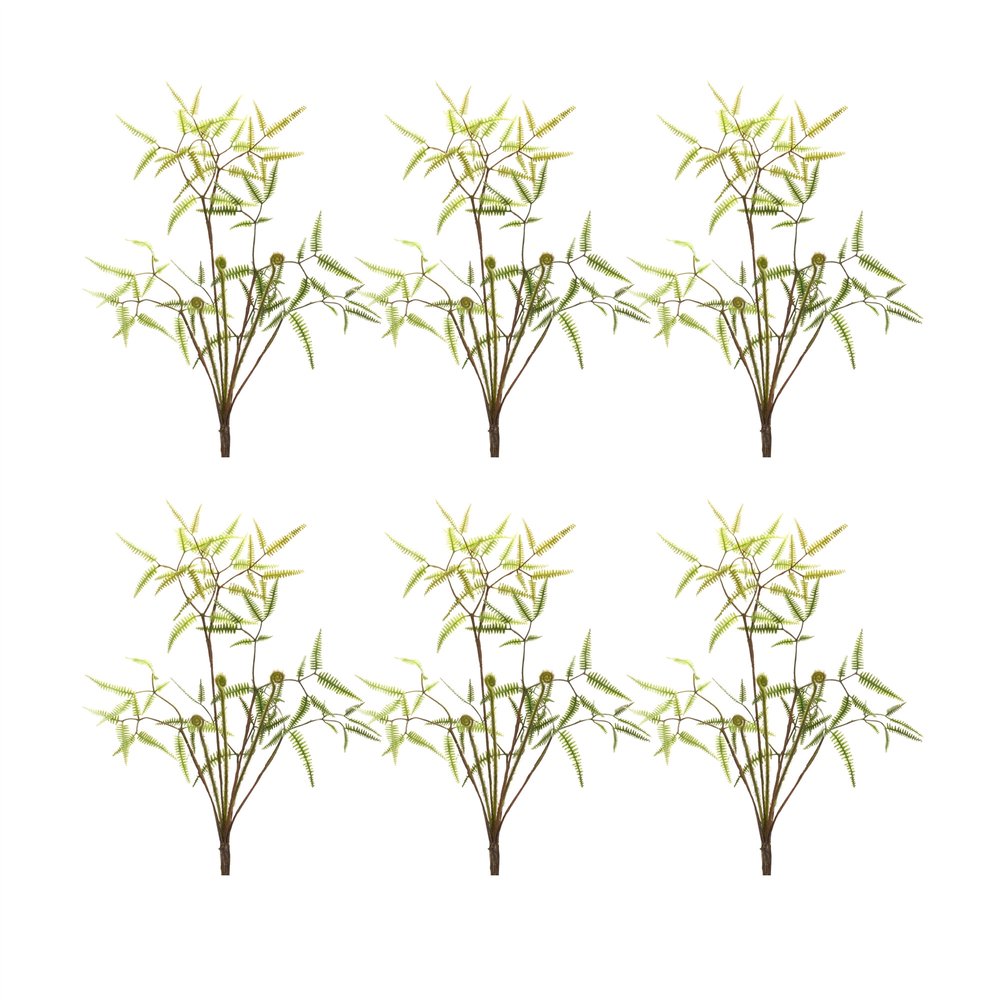 Set of Six 19" Green Artificial Fern Tree