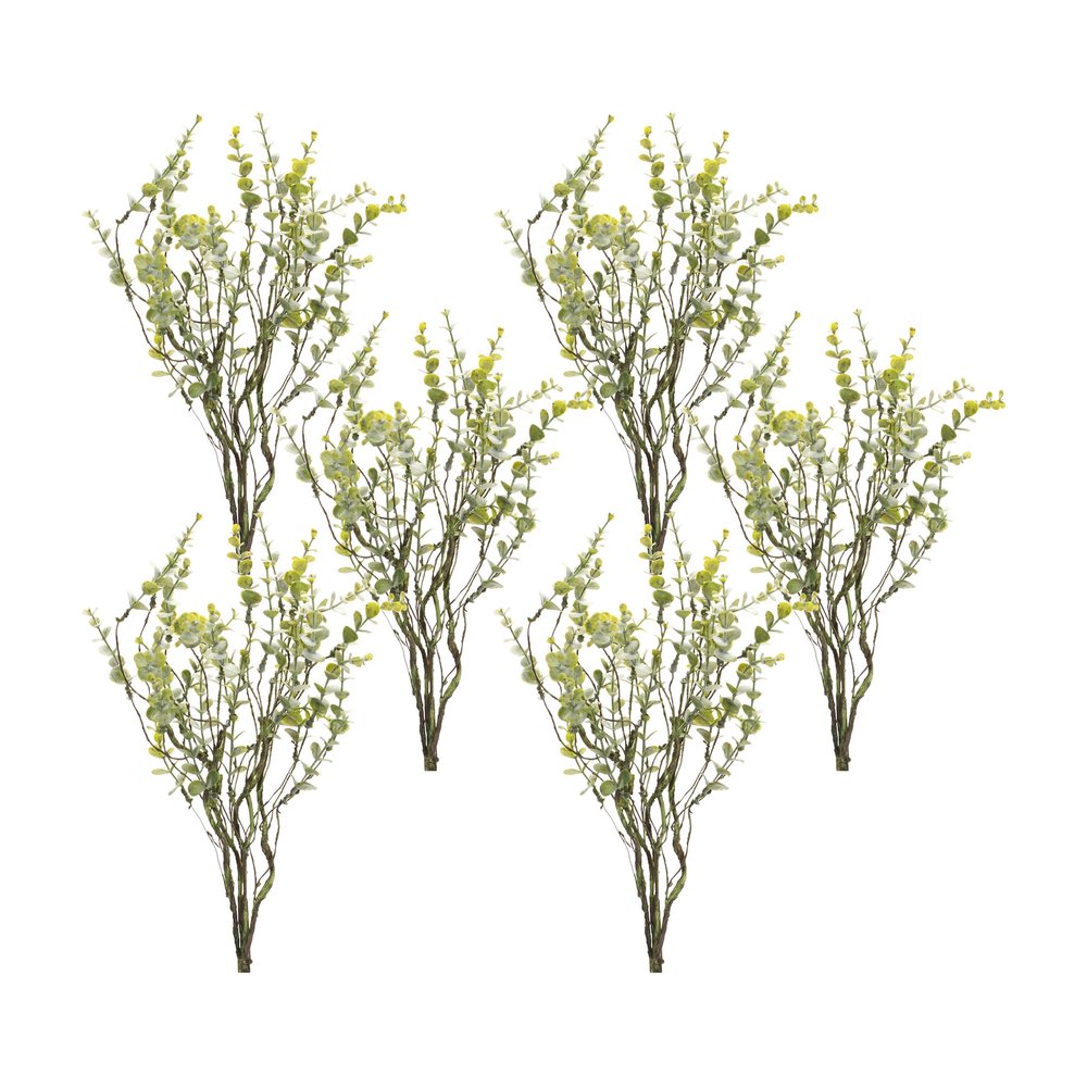 Set of six 18" Green Boxwood Artificial Plant in a No