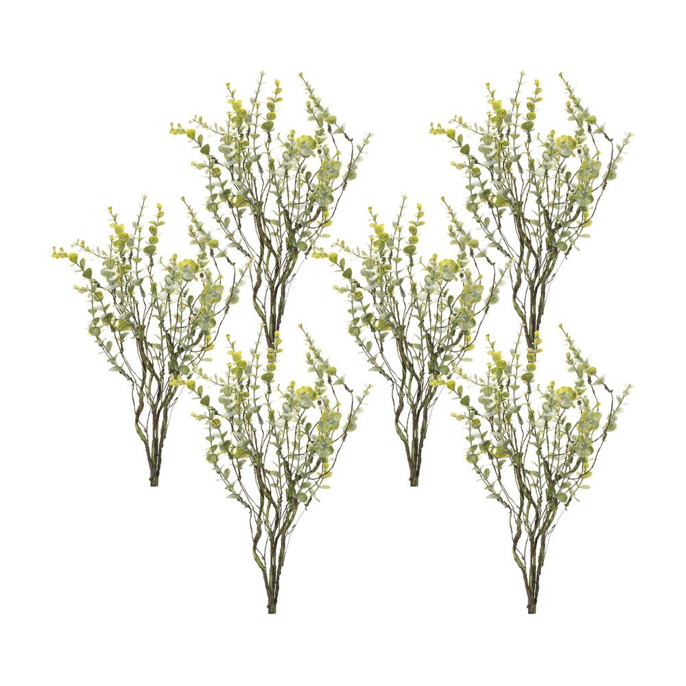 Set of six 18" Green Boxwood Artificial Plant in a No