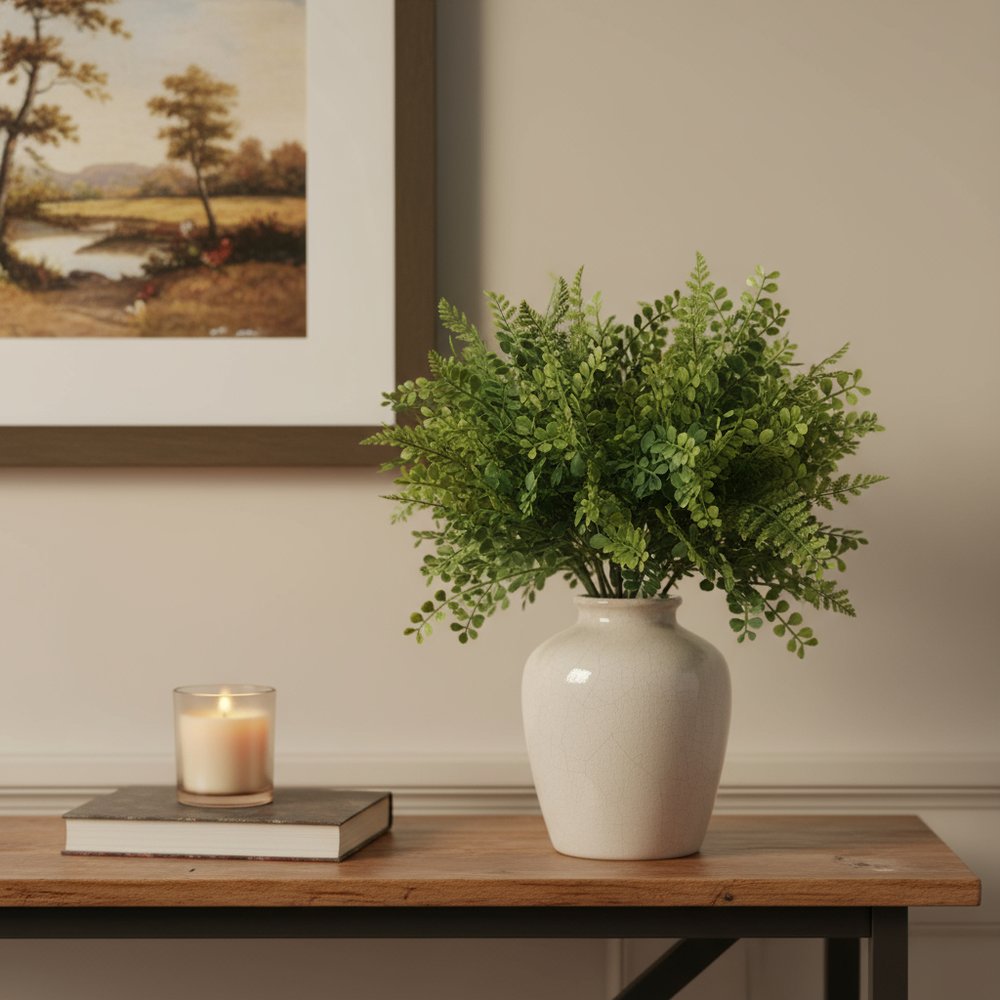 12 9" Green Fern Artificial Plant in a No