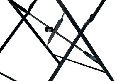 36" Black Rounded Aluminum Folding Outdoor Dining Table with Umbrella Hole