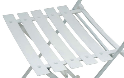 Set of Two White Aluminum Outdoor Folding Dining Chairs
