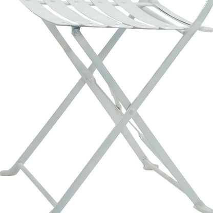 Set of Two White Aluminum Outdoor Folding Dining Chairs