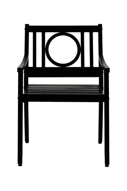 24" Black Steel Geo Back Outdoor Arm Chair