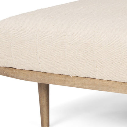 37" Beige and Brown Solid Wood and Fabric Ottoman