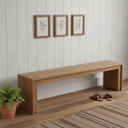 69" Natural and Brown Wood Distressed Reclaimed Wood Bench