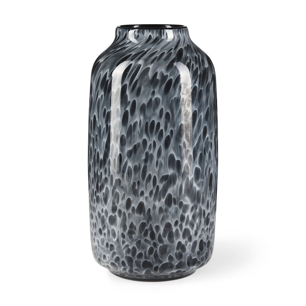 12" Black Mottled Cylinder Glass Table Vase