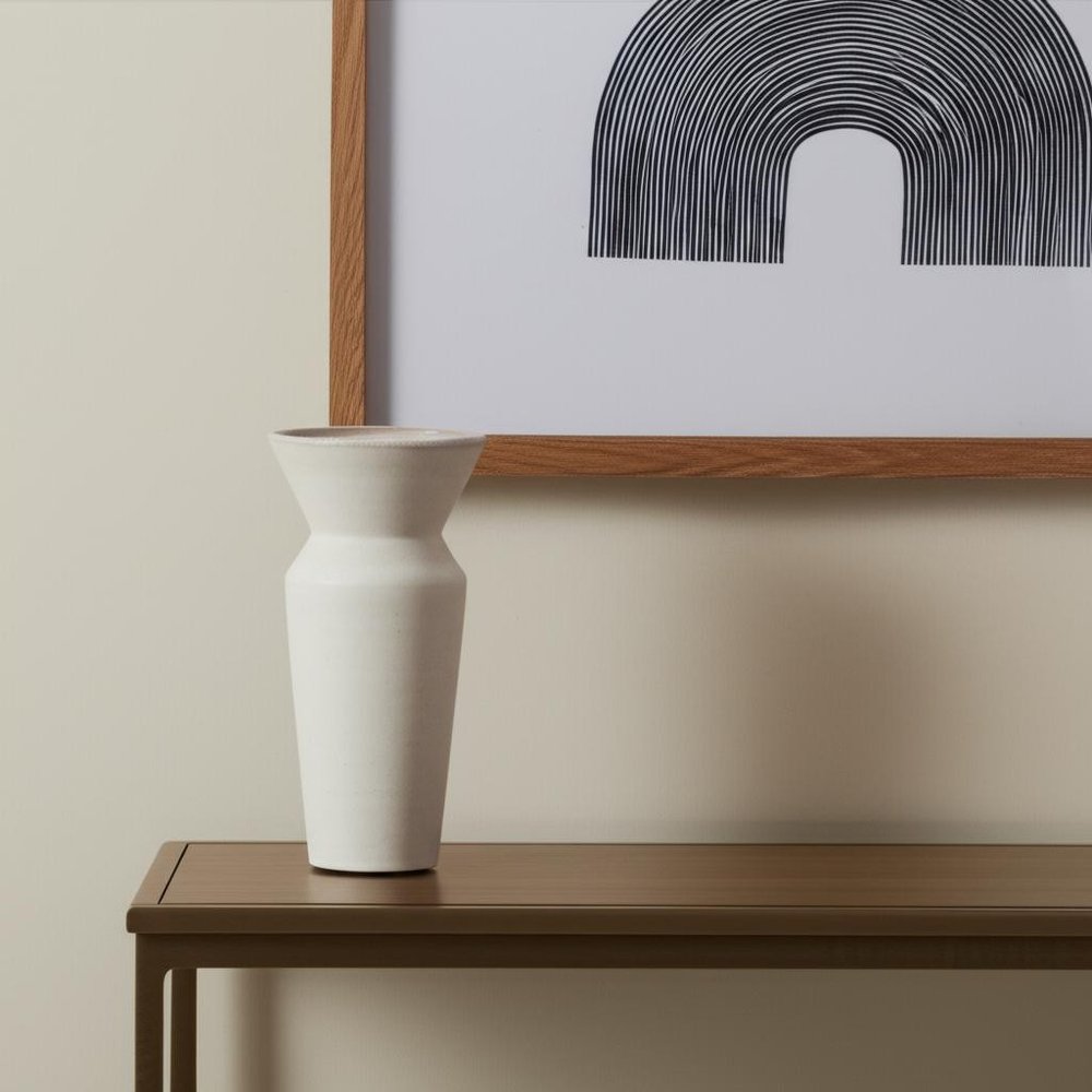 10" Cream Ceramic Table Vase