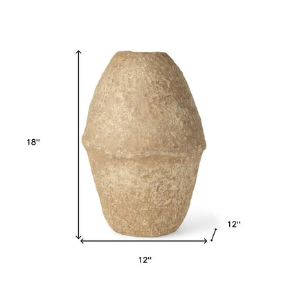 18" Beige Paper Mache Cylinder Table Vase
