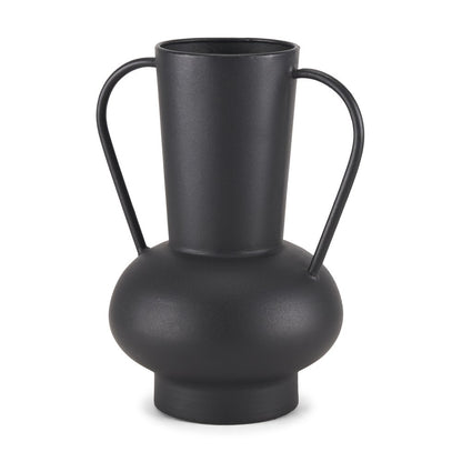 11" Black Amphora Metal Table Vase