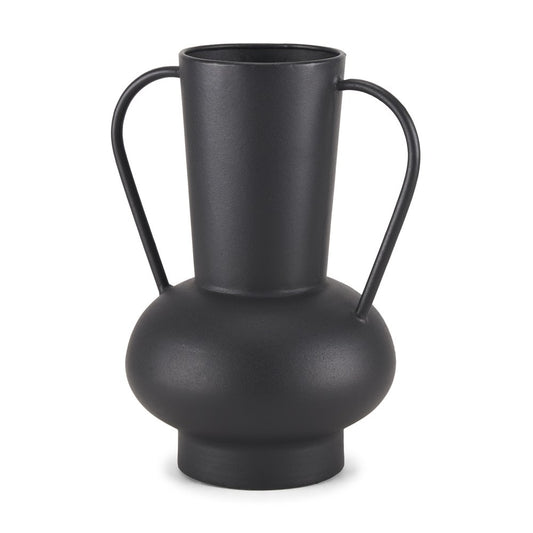 11" Black Amphora Metal Table Vase