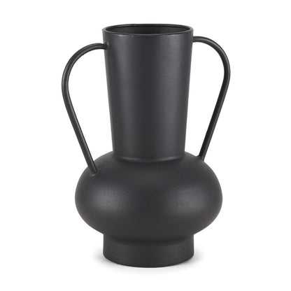11" Black Amphora Metal Table Vase