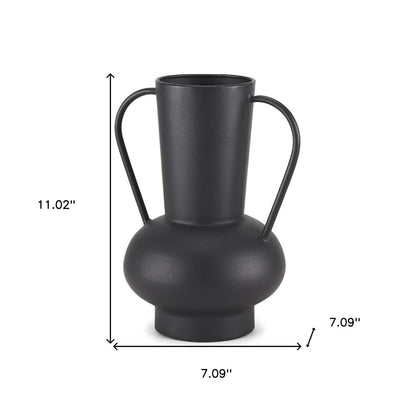 11" Black Amphora Metal Table Vase