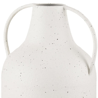 12" White Speckle Metal Amphora Table Vase