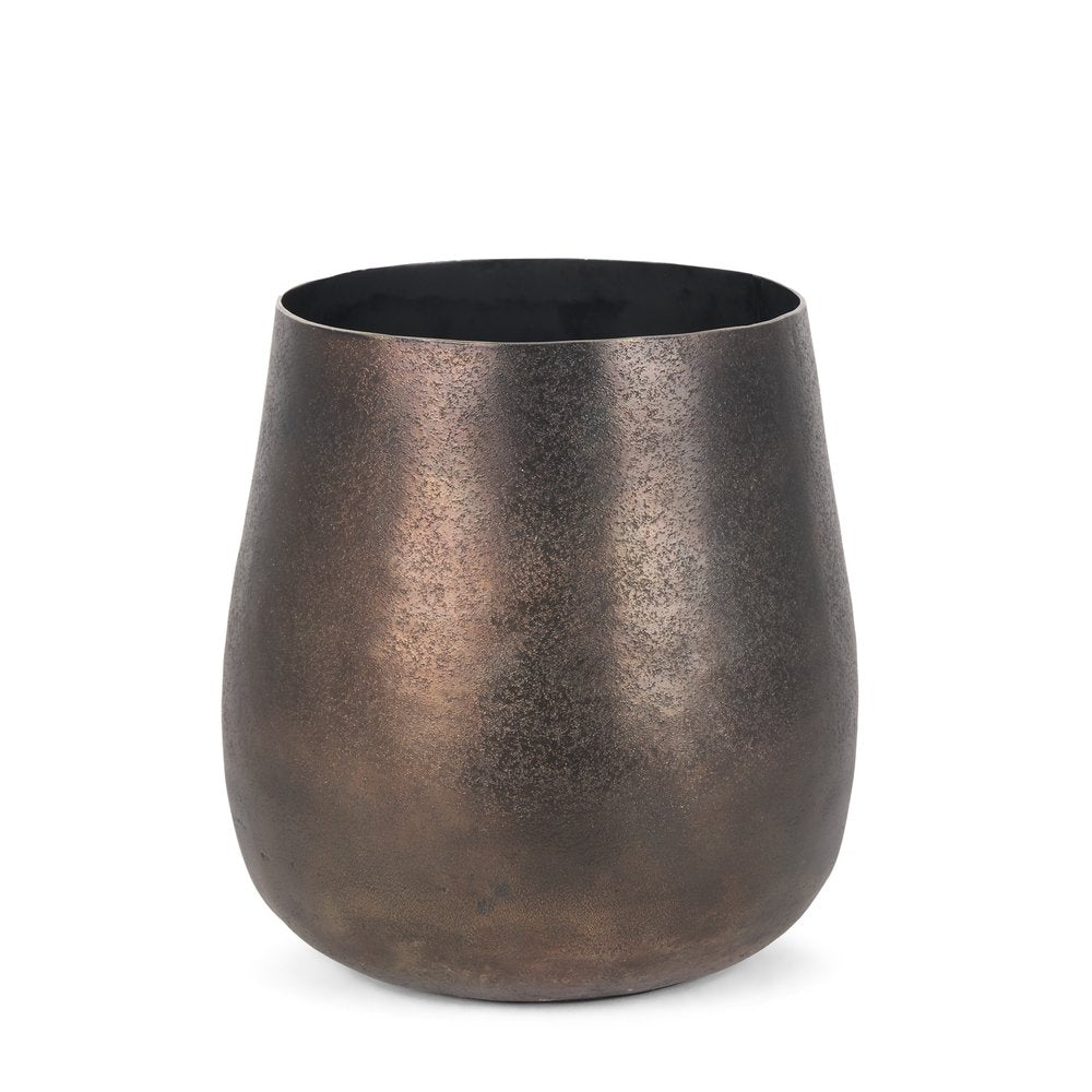 9" Antiqued Gold Aluminum Cylinder Table Vase