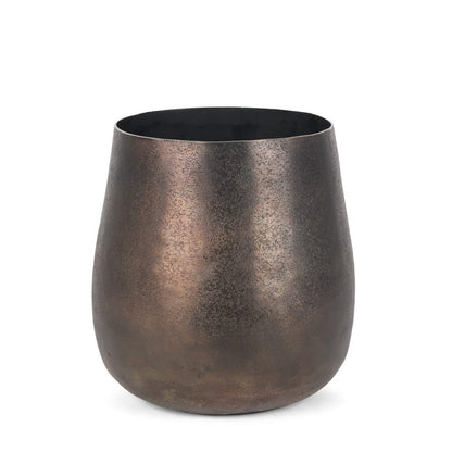 9" Antiqued Gold Aluminum Cylinder Table Vase