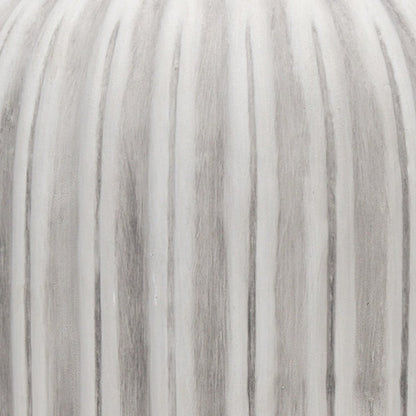 21" Gray And White Striped Ceramic Cylinder Floor Vase