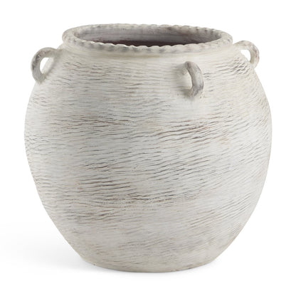 22" Cream Ceramic Amphora Floor Vase
