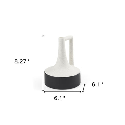 8" Black And White Ombre Ceramic Jug Vase