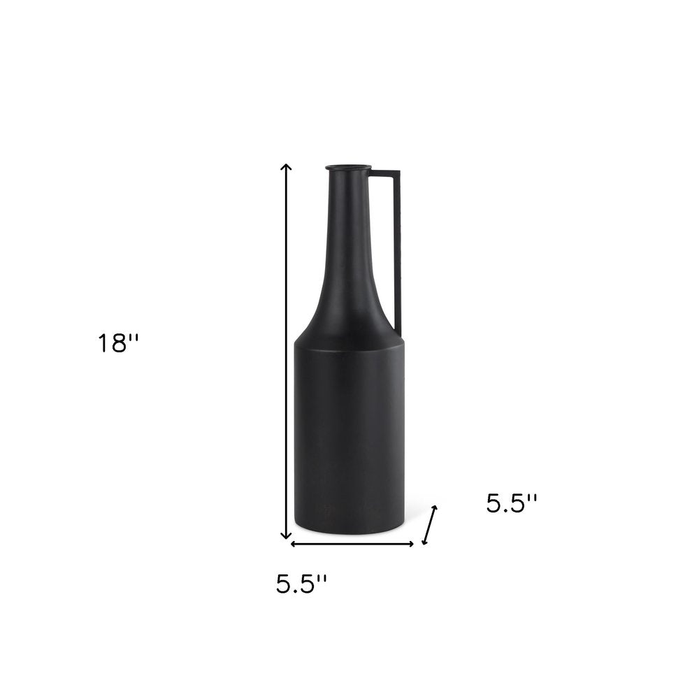 18" Black Metal Jug Vase