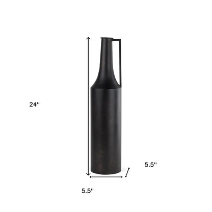 24" Black Metal Jug Vase