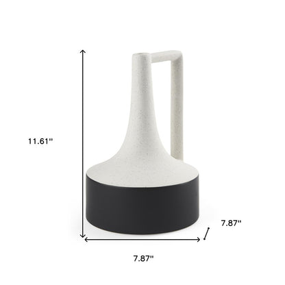 12" Black And White Ombre Ceramic Jug Vase