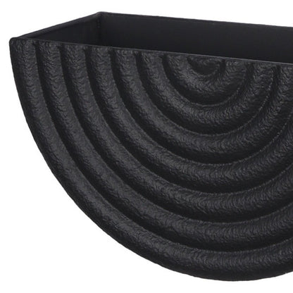 Set of Two Black Metal Geometric Half Moon Wall Planters