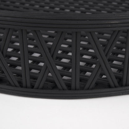 Set of Two Black Round Wicker Handmade Serving Trays