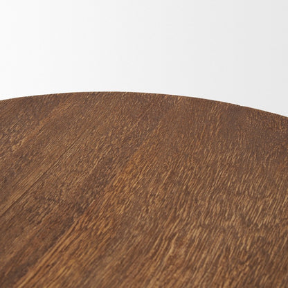 Set of Two Natural Light Brown Round Wood Handmade Serving Trays