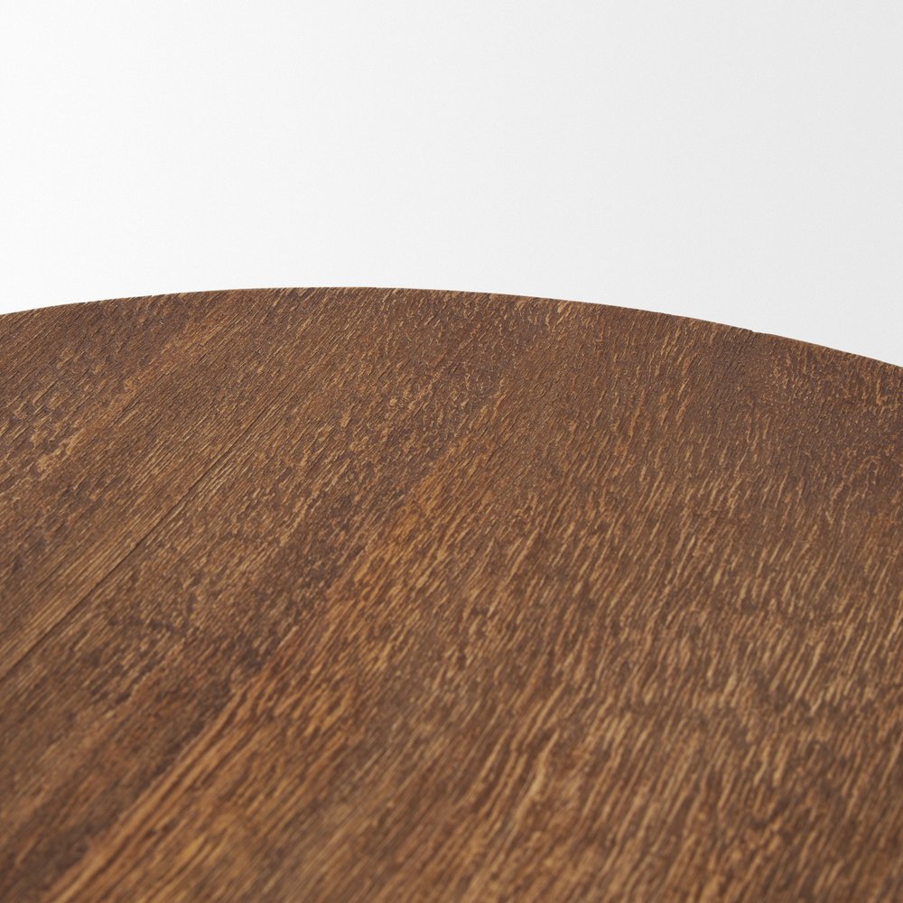 Set of Two Natural Light Brown Round Wood Handmade Serving Trays